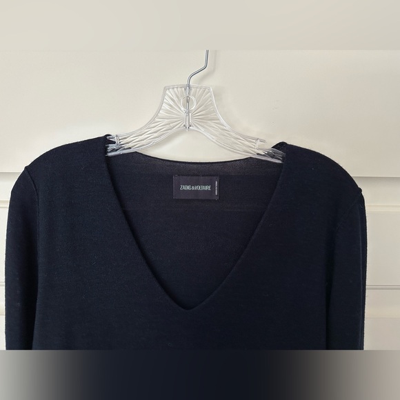 ZADIG & VOLTAIRE Navy/Black Nofsa Merino Wool Skull Sweater NWOT - Picture 5 of 7